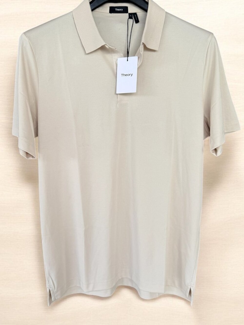 Theory Atlas Pique 2 Moon Beige Tan Classic Polo Shirt Men's Sz XL Brand New NWT